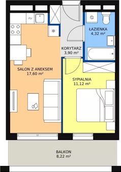 2 pokoje, apartament 36,94 m², piętro 4, oferta nr H2-E-4-5, Heyki City ATAL, Szczecin, Prawobrzeże, Międzyodrze, ul. Leona Heyki
