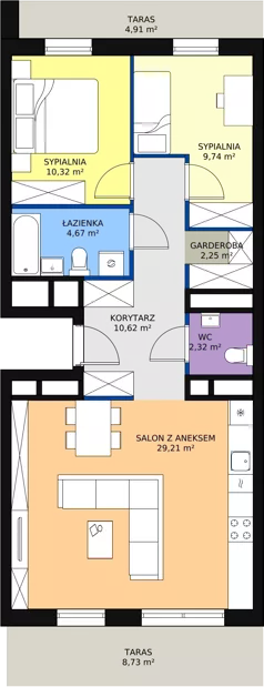 3 pokoje, apartament 69,13 m², piętro 5, oferta nr H2-D-5-1, Heyki City ATAL, Szczecin, Prawobrzeże, Międzyodrze, ul. Leona Heyki