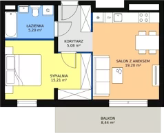 2 pokoje, mieszkanie 44,23 m², piętro 6, oferta nr H2-E-6-5, Heyki City ATAL, Szczecin, Prawobrzeże, Międzyodrze, ul. Leona Heyki