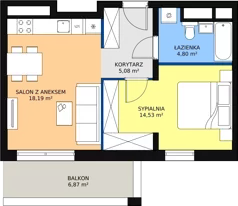 2 pokoje, apartament 43,99 m², piętro 6, oferta nr H2-E-6-6, Heyki City ATAL, Szczecin, Prawobrzeże, Międzyodrze, ul. Leona Heyki