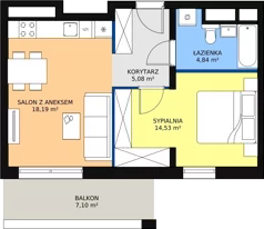 2 pokoje, mieszkanie 44,00 m², piętro 7, oferta nr H2-E-7-6, Heyki City ATAL, Szczecin, Prawobrzeże, Międzyodrze, ul. Leona Heyki