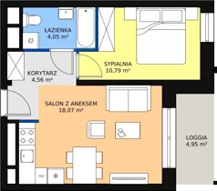 2 pokoje, apartament 37,47 m², piętro 2, oferta nr H3-F-2-4, Heyki City ATAL, Szczecin, Prawobrzeże, Międzyodrze, ul. Leona Heyki