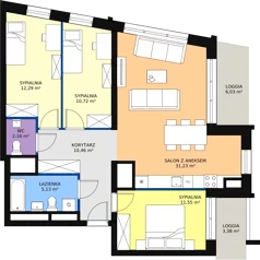 4 pokoje, mieszkanie 83,65 m², piętro 14, oferta nr H4-C-14-1, Heyki City ATAL, Szczecin, Prawobrzeże, Międzyodrze, ul. Leona Heyki