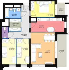 4 pokoje, mieszkanie 93,66 m², piętro 14, oferta nr H4-C-14-2, Heyki City ATAL, Szczecin, Prawobrzeże, Międzyodrze, ul. Leona Heyki
