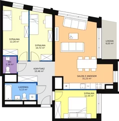 4 pokoje, mieszkanie 83,65 m², piętro 15, oferta nr H4-C-15-1, Heyki City ATAL, Szczecin, Prawobrzeże, Międzyodrze, ul. Leona Heyki