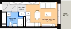 1 pokój, apartament 26,94 m², piętro 2, oferta nr H4-C-2-6, Heyki City ATAL, Szczecin, Prawobrzeże, Międzyodrze, ul. Leona Heyki