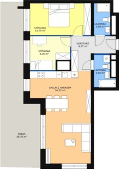 3 pokoje, apartament 76,60 m², piętro 2, oferta nr H4-C-2-11, Heyki City ATAL, Szczecin, Prawobrzeże, Międzyodrze, ul. Leona Heyki