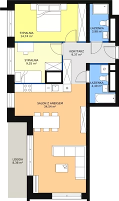 3 pokoje, apartament 76,61 m², piętro 3, oferta nr H4-C-3-11, Heyki City ATAL, Szczecin, Prawobrzeże, Międzyodrze, ul. Leona Heyki