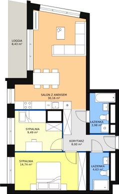 3 pokoje, apartament 70,85 m², piętro 3, oferta nr H4-C-3-12, Heyki City ATAL, Szczecin, Prawobrzeże, Międzyodrze, ul. Leona Heyki