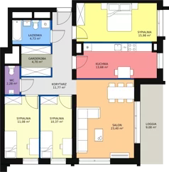 4 pokoje, mieszkanie 98,32 m², piętro 7, oferta nr H4-C-7-2, Heyki City ATAL, Szczecin, Prawobrzeże, Międzyodrze, ul. Leona Heyki