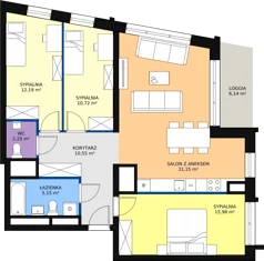 4 pokoje, mieszkanie 88,03 m², piętro 9, oferta nr H4-C-9-1, Heyki City ATAL, Szczecin, Prawobrzeże, Międzyodrze, ul. Leona Heyki