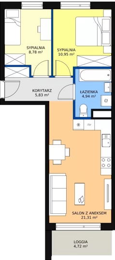 3 pokoje, mieszkanie 51,81 m², piętro 3, oferta nr D2.1.3.1, Nowy Targówek VI, Warszawa, Targówek, Targówek Mieszkaniowy, ul. Płosa 8