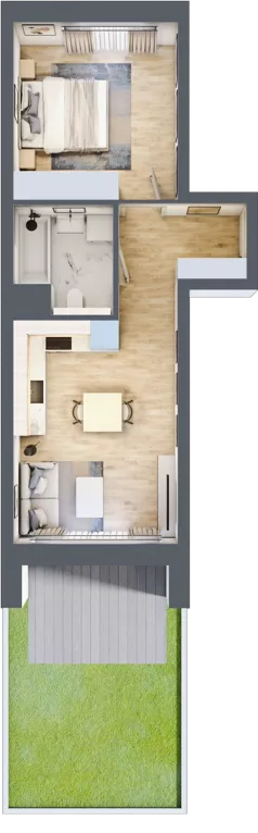 2 pokoje, mieszkanie 39,32 m², parter, oferta nr 6.00.B02, Ogrody Andersa II, Gliwice, Wojska Polskiego, ul. Generała Władysława Andersa