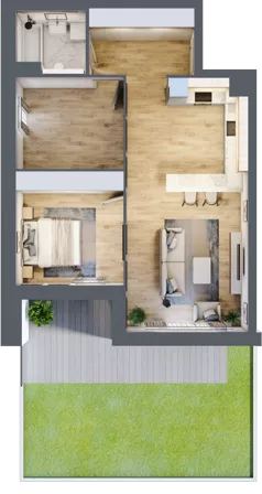 3 pokoje, mieszkanie 66,35 m², parter, oferta nr 6.00.C01, Ogrody Andersa II, Gliwice, Wojska Polskiego, ul. Generała Władysława Andersa