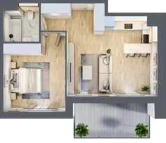 2 pokoje, mieszkanie 48,76 m², piętro 1, oferta nr 6.01.B03, Ogrody Andersa II, Gliwice, Wojska Polskiego, ul. Generała Władysława Andersa