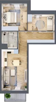 3 pokoje, mieszkanie 55,23 m², piętro 1, oferta nr 6.01.B04, Ogrody Andersa II, Gliwice, Wojska Polskiego, ul. Generała Władysława Andersa