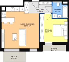 2 pokoje, mieszkanie 50,22 m², piętro 2, oferta nr 6.02.A10, Ogrody Andersa II, Gliwice, Wojska Polskiego, ul. Generała Władysława Andersa