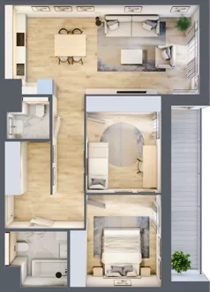 3 pokoje, mieszkanie 69,06 m², piętro 2, oferta nr 6.02.C16, Ogrody Andersa II, Gliwice, Wojska Polskiego, ul. Generała Władysława Andersa