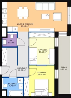 3 pokoje, mieszkanie 69,25 m², piętro 4, oferta nr 6.04.C30, Ogrody Andersa II, Gliwice, Wojska Polskiego, ul. Generała Władysława Andersa