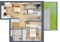 2 pokoje, mieszkanie 44,97 m², parter, oferta nr 7.00.A01, Ogrody Andersa II, Gliwice, Wojska Polskiego, ul. Generała Władysława Andersa