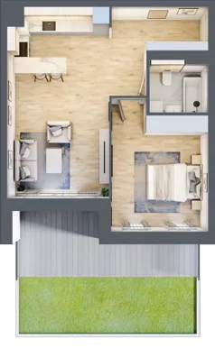 2 pokoje, mieszkanie 52,12 m², parter, oferta nr 7.00.C02, Ogrody Andersa II, Gliwice, Wojska Polskiego, ul. Generała Władysława Andersa