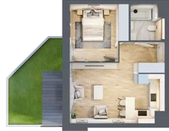 2 pokoje, mieszkanie 39,52 m², parter, oferta nr 7.00.D05, Ogrody Andersa II, Gliwice, Wojska Polskiego, ul. Generała Władysława Andersa