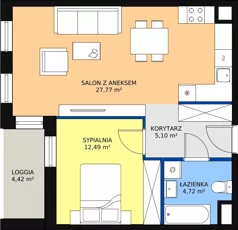 2 pokoje, mieszkanie 50,05 m², piętro 1, oferta nr 7.01.A08, Ogrody Andersa II, Gliwice, Wojska Polskiego, ul. Generała Władysława Andersa