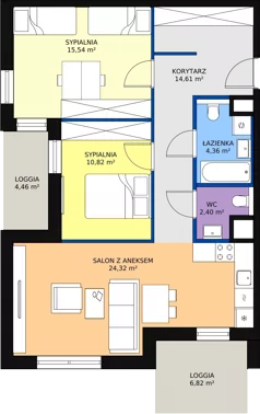 3 pokoje, mieszkanie 71,77 m², piętro 1, oferta nr 7.01.A09, Ogrody Andersa II, Gliwice, Wojska Polskiego, ul. Generała Władysława Andersa