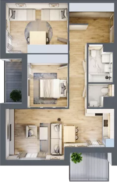 3 pokoje, mieszkanie 71,77 m², piętro 1, oferta nr 7.01.A09, Ogrody Andersa II, Gliwice, Wojska Polskiego, ul. Generała Władysława Andersa