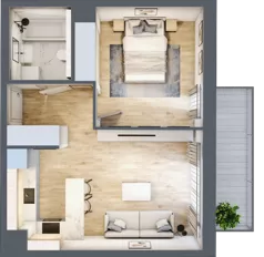 2 pokoje, mieszkanie 41,38 m², piętro 1, oferta nr 7.01.B03, Ogrody Andersa II, Gliwice, Wojska Polskiego, ul. Generała Władysława Andersa