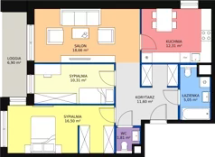 3 pokoje, mieszkanie 76,27 m², piętro 1, oferta nr 7.01.B06, Ogrody Andersa II, Gliwice, Wojska Polskiego, ul. Generała Władysława Andersa
