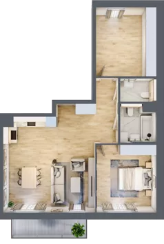 2 pokoje, mieszkanie 73,17 m², piętro 1, oferta nr 7.01.C03, Ogrody Andersa II, Gliwice, Wojska Polskiego, ul. Generała Władysława Andersa