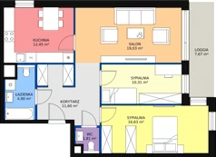 3 pokoje, mieszkanie 76,56 m², piętro 1, oferta nr 7.01.D06, Ogrody Andersa II, Gliwice, Wojska Polskiego, ul. Generała Władysława Andersa
