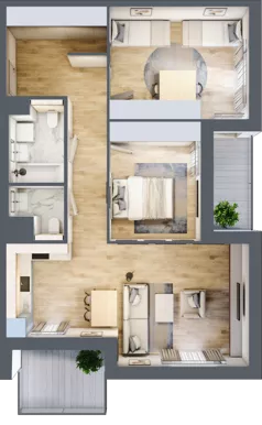 3 pokoje, mieszkanie 73,99 m², piętro 1, oferta nr 7.01.D08, Ogrody Andersa II, Gliwice, Wojska Polskiego, ul. Generała Władysława Andersa