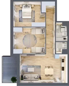3 pokoje, mieszkanie 73,59 m², piętro 1, oferta nr 7.01.D09, Ogrody Andersa II, Gliwice, Wojska Polskiego, ul. Generała Władysława Andersa