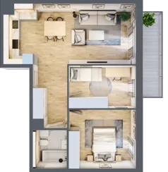 3 pokoje, mieszkanie 58,97 m², piętro 2, oferta nr 7.02.A11, Ogrody Andersa II, Gliwice, Wojska Polskiego, ul. Generała Władysława Andersa