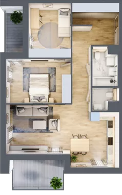 3 pokoje, mieszkanie 71,59 m², piętro 2, oferta nr 7.02.A14, Ogrody Andersa II, Gliwice, Wojska Polskiego, ul. Generała Władysława Andersa