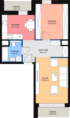 1 pokój, mieszkanie 55,81 m², piętro 2, oferta nr 7.02.B07, Ogrody Andersa II, Gliwice, Wojska Polskiego, ul. Generała Władysława Andersa