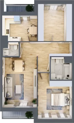 2 pokoje, mieszkanie 75,68 m², piętro 2, oferta nr 7.02.C07, Ogrody Andersa II, Gliwice, Wojska Polskiego, ul. Generała Władysława Andersa
