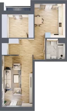 1 pokój, mieszkanie 58,74 m², piętro 2, oferta nr 7.02.D11, Ogrody Andersa II, Gliwice, Wojska Polskiego, ul. Generała Władysława Andersa