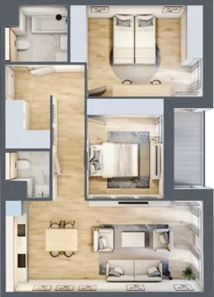 3 pokoje, mieszkanie 74,86 m², piętro 2, oferta nr 7.02.D13, Ogrody Andersa II, Gliwice, Wojska Polskiego, ul. Generała Władysława Andersa