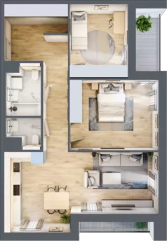 3 pokoje, mieszkanie 73,44 m², piętro 2, oferta nr 7.02.D14, Ogrody Andersa II, Gliwice, Wojska Polskiego, ul. Generała Władysława Andersa