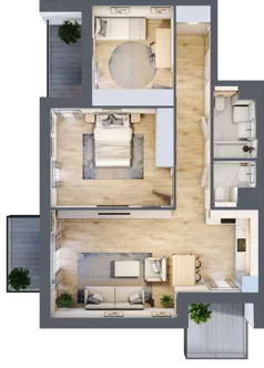 3 pokoje, mieszkanie 68,97 m², piętro 2, oferta nr 7.02.D15, Ogrody Andersa II, Gliwice, Wojska Polskiego, ul. Generała Władysława Andersa
