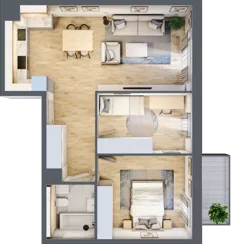 3 pokoje, mieszkanie 58,90 m², piętro 3, oferta nr 7.03.A16, Ogrody Andersa II, Gliwice, Wojska Polskiego, ul. Generała Władysława Andersa