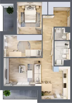 3 pokoje, mieszkanie 68,97 m², piętro 3, oferta nr 7.03.A19, Ogrody Andersa II, Gliwice, Wojska Polskiego, ul. Generała Władysława Andersa