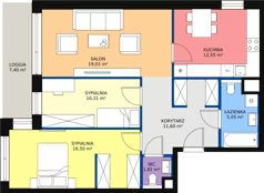 3 pokoje, mieszkanie 76,91 m², piętro 3, oferta nr 7.03.B16, Ogrody Andersa II, Gliwice, Wojska Polskiego, ul. Generała Władysława Andersa