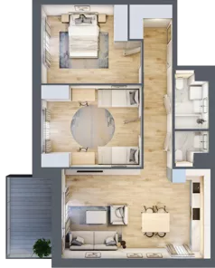 3 pokoje, mieszkanie 73,70 m², piętro 3, oferta nr 7.03.D21, Ogrody Andersa II, Gliwice, Wojska Polskiego, ul. Generała Władysława Andersa