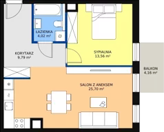 2 pokoje, mieszkanie 53,22 m², piętro 4, oferta nr 7.04.B18, Ogrody Andersa II, Gliwice, Wojska Polskiego, ul. Generała Władysława Andersa