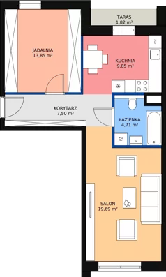 1 pokój, mieszkanie 55,90 m², piętro 4, oferta nr 7.04.C11, Ogrody Andersa II, Gliwice, Wojska Polskiego, ul. Generała Władysława Andersa