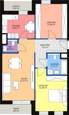 2 pokoje, mieszkanie 75,64 m², piętro 4, oferta nr 7.04.C13, Ogrody Andersa II, Gliwice, Wojska Polskiego, ul. Generała Władysława Andersa